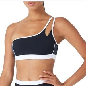 NWT GiGi C Faith Asymmetrical Bra in Black/Stormy Grey/White Sz small